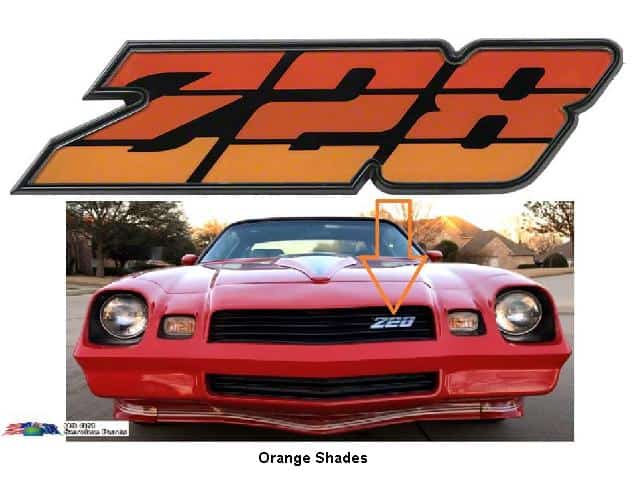 80-81 Camaro Grill Emblem Z28 - Orange Shades